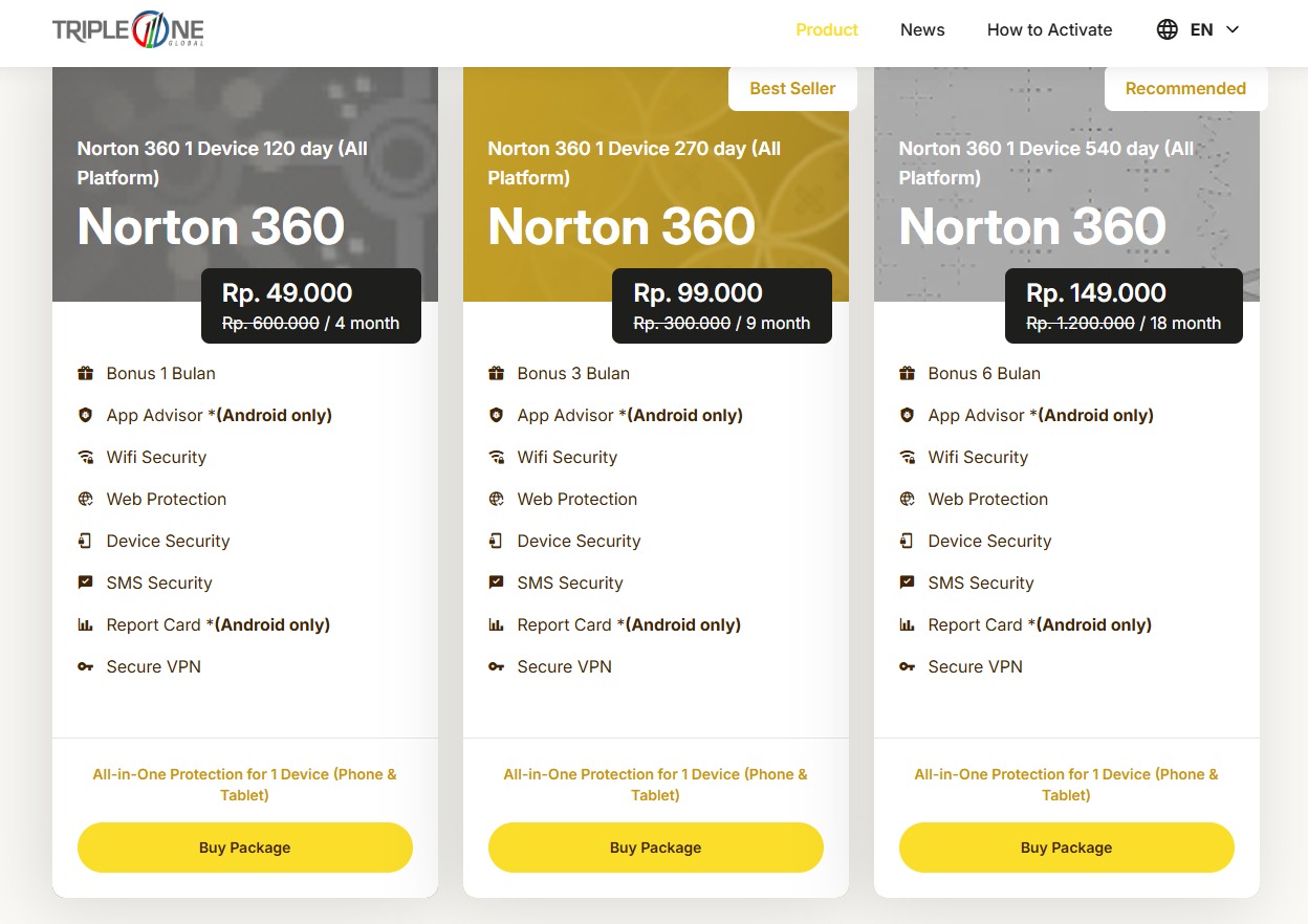 Norton MSISDN login flow on mobile